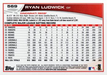 2013 Topps #569 Ryan Ludwick Back