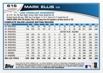 2013 Topps #615 Mark Ellis Back