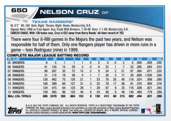 2013 Topps #650 Nelson Cruz Back