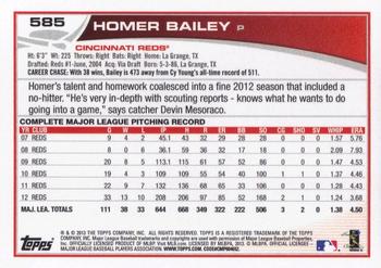 2013 Topps #585 Homer Bailey Back