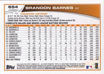 2013 Topps #654 Brandon Barnes Back