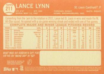 2013 Topps Heritage #211 Lance Lynn Back