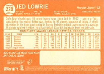 2013 Topps Heritage #229 Jed Lowrie Back