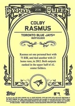 2013 Topps Gypsy Queen #216 Colby Rasmus Back