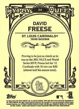2013 Topps Gypsy Queen #34 David Freese Back