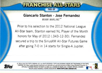 2012 Bowman Chrome - Franchise All-Stars #FAS-SF Jose Fernandez / Giancarlo Stanton Back