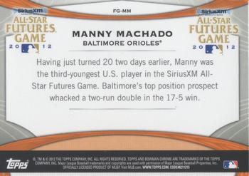 2012 Bowman Chrome - Futures Game #FG-MM Manny Machado Back