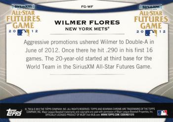 2012 Bowman Chrome - Futures Game #FG-WF Wilmer Flores Back