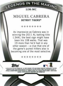 2012 Bowman Chrome - Legends In The Making Die Cuts #LIM-MC Miguel Cabrera Back