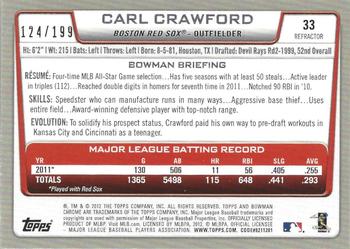 2012 Bowman Chrome - Purple Refractors #33 Carl Crawford Back