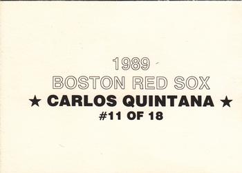 1989 Boston Red Sox Team Set (unlicensed) #11 Carlos Quintana Back