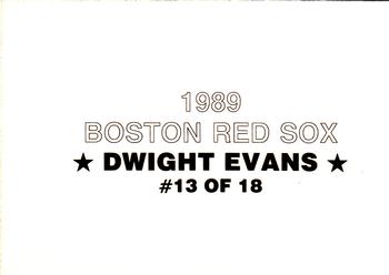 1989 Boston Red Sox Team Set (unlicensed) #13 Dwight Evans Back
