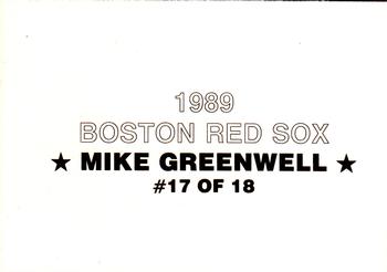 1989 Boston Red Sox Team Set (unlicensed) #17 Mike Greenwell Back