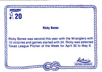 1989 Rock's Dugout Wichita Wranglers #20 Ricky Bones Back