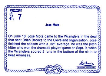 1989 Rock's Dugout Wichita Wranglers #7 Jose Mota Back