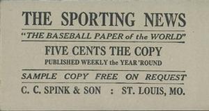 1916 Sporting News (M101-4) #168a Oscar Stanage Back