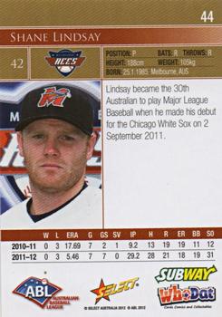 2012-13 Select Australian Baseball League #44 Shane Lindsay Back