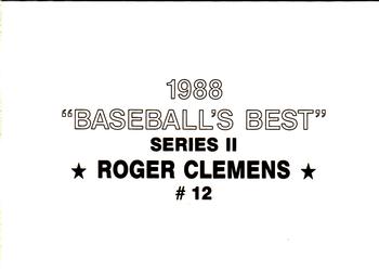 1988 Baseball's Best Series II (unlicensed) #12 Roger Clemens Back