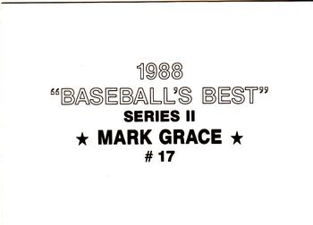1988 Baseball's Best Series II (unlicensed) #17 Mark Grace Back