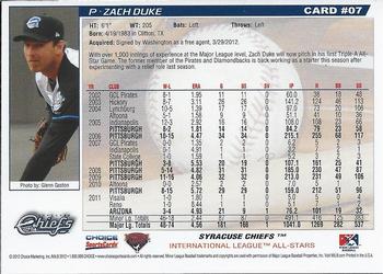 2012 Choice International League All-Stars #7 Zach Duke Back