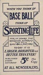 1910-11 Sporting Life M116 #NNO Buck Herzog Back