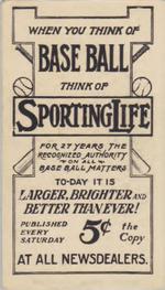 1910-11 Sporting Life M116 #NNO George Mullin Back