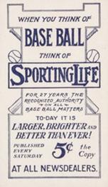 1910-11 Sporting Life M116 #NNO Ed Summers Back