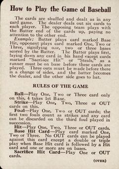 1913 National Game WG5 #NNO Rules Card Front