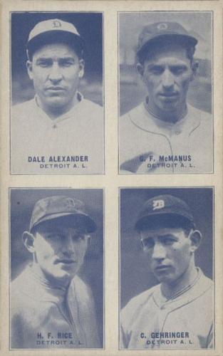 1929-30 Exhibits Four-in-One W463-1 #NNO Dale Alexander / Marty McManus / Harry Rice / Charlie Gehringer Front