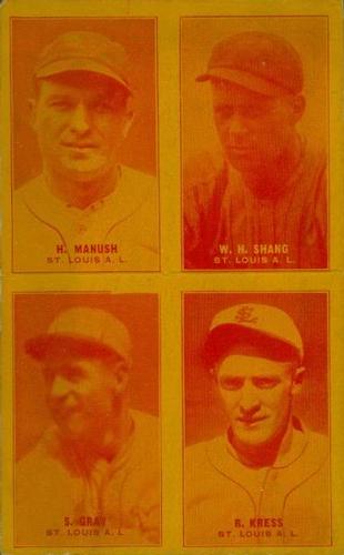 1929-30 Exhibits Four-in-One W463-1 #NNO Heinie Manush / Wally Schang / Sam Gray / Red Kress Front