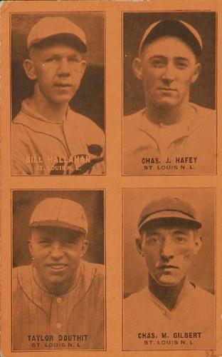 1931-32 Exhibits Four-in-One W463-2 #NNO Bill Hallahan / Charles J. Hafey / Taylor Douthit / Charles M. Gelbert Front