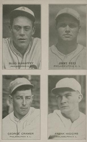 1934 Exhibits Four-in-One W463-4 #NNO Slug Mahaffey / Jimmie Foxx / Doc Cramer / Frank Higgins Front