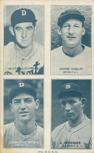 1936 Exhibits Four-in-One (W463-6) #NNO Mickey Cochrane / Goose Goslin / Linwood Rowe / Charlie Gehringer Front