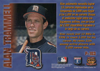 1996 Pacific Prism #P-103 Alan Trammell Back