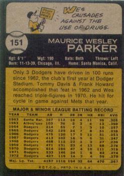 1973 Topps #151 Wes Parker Back