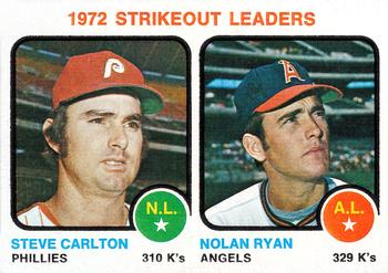 1973 Topps #67 1972 Strikeout Leaders (Steve Carlton / Nolan Ryan) Front