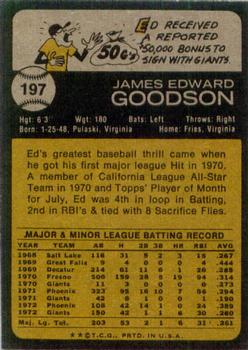1973 Topps #197 Ed Goodson Back