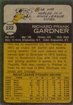 1973 Topps #222 Rob Gardner Back