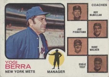1973 Topps #257 Mets Field Leaders (Yogi Berra / Roy McMillan / Joe Pignatano / Rube Walker / Eddie Yost) Front
