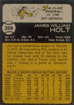 1973 Topps #259 Jim Holt Back