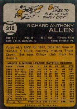 1973 Topps #310 Dick Allen Back