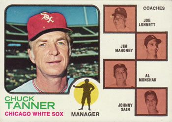 1973 Topps #356 White Sox Field Leaders (Chuck Tanner / Joe Lonnett / Jim Mahoney / Alex Monchak / Johnny Sain) Front