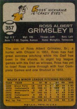 1973 Topps #357 Ross Grimsley Back