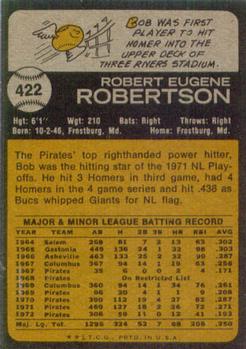 1973 Topps #422 Bob Robertson Back