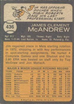 1973 Topps #436 Jim McAndrew Back