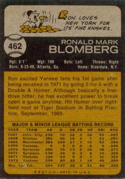 1973 Topps #462 Ron Blomberg Back