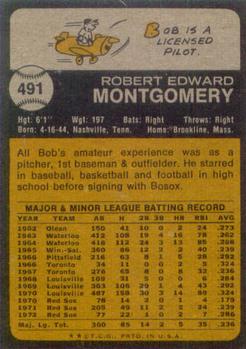 1973 Topps #491 Bob Montgomery Back