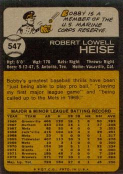 1973 Topps #547 Bobby Heise Back