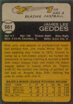 1973 Topps #561 Jim Geddes Back