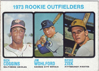 1973 Topps #611 1973 Rookie Outfielders (Rich Coggins / Jim Wohlford / Richie Zisk) Front
